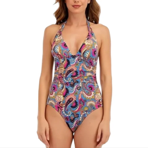 Lucky Brand Paisley Poolside Charm One-Piece Swimsuit - Picture 3 of 7